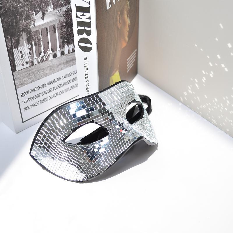 Disco Ball Mirror - Maschera da discoteca con glitter, copriocchi
