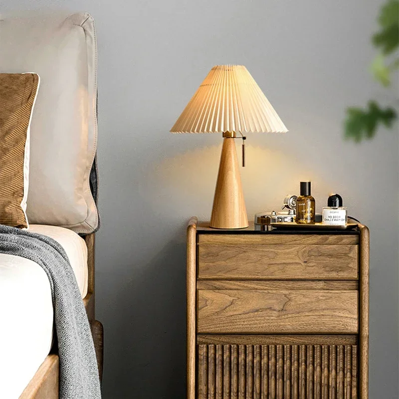 Lighting Decor For Bedroom - Lampada da tavolo retrò plissettata, luci