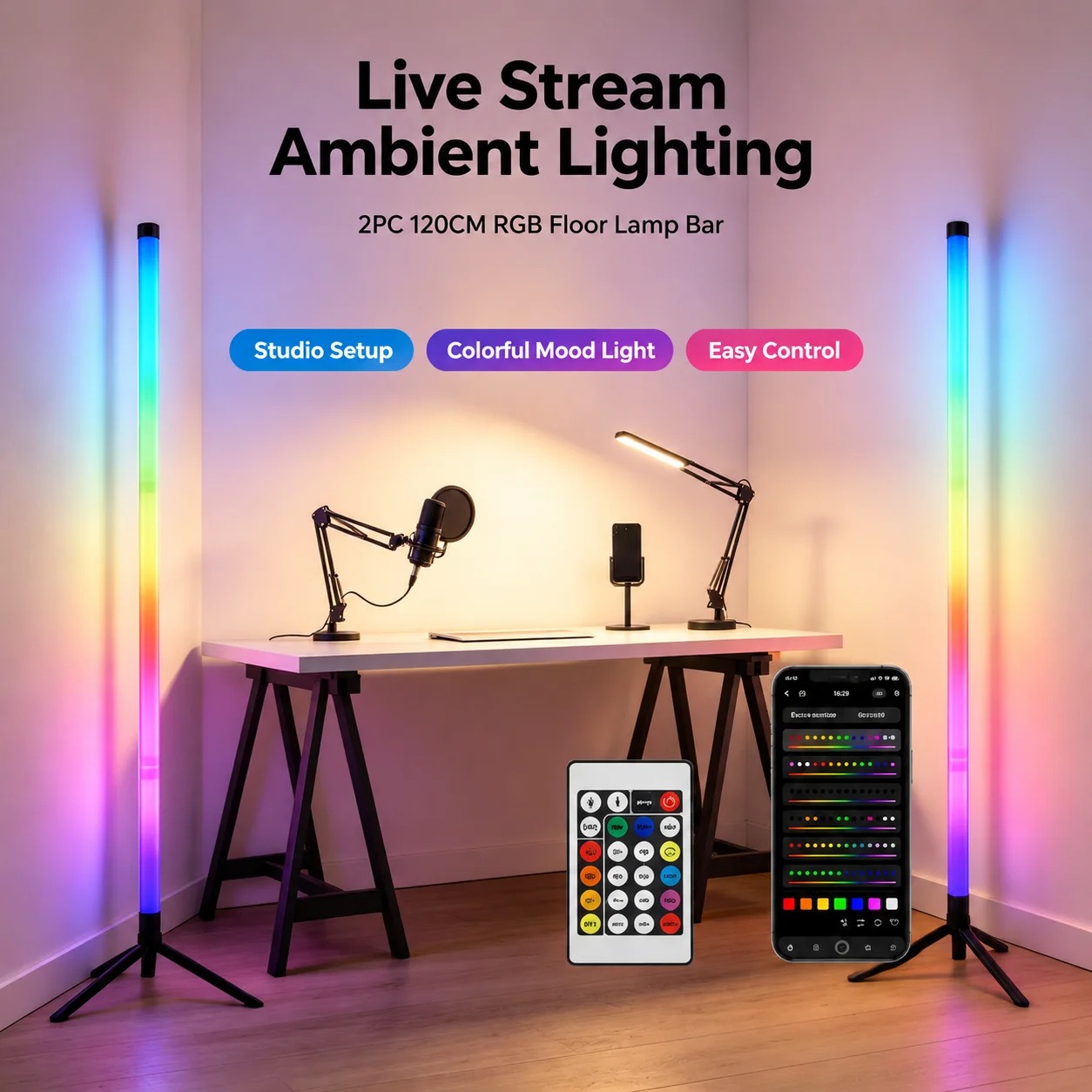 Set di 2 Lampade da Terra RGB  - Lighting Decor For Bedroom recensione e prezzo
