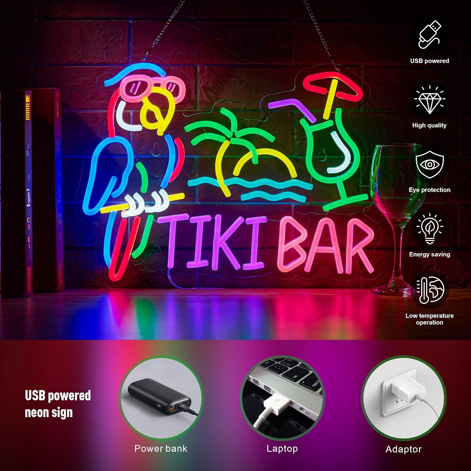 Insegna al Neon Tiki Bar con P - Lighting Decor For Bedroom recensione e prezzo